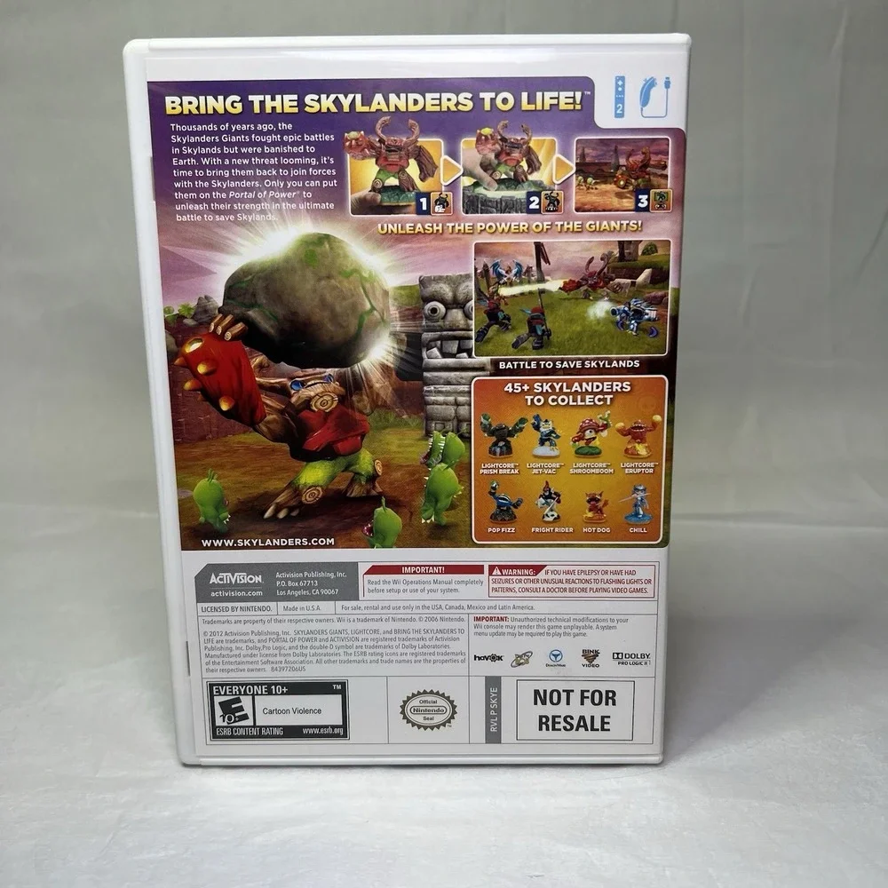 Skylanders: Giants Nintendo Wii 2012 With‎ Manual Rated E 10+